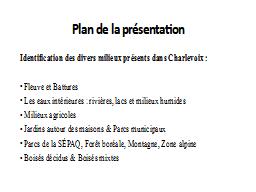 Plan de la présentation